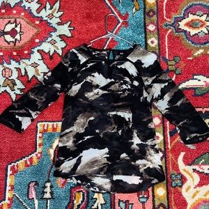 Black and white multicolor blouse